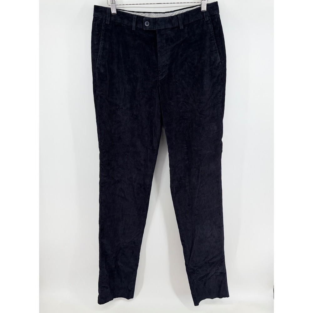 Bullock & Jones Clement Corduroy Trousers Sea Navy Blue Mens 34/38 NEW Unhemmed